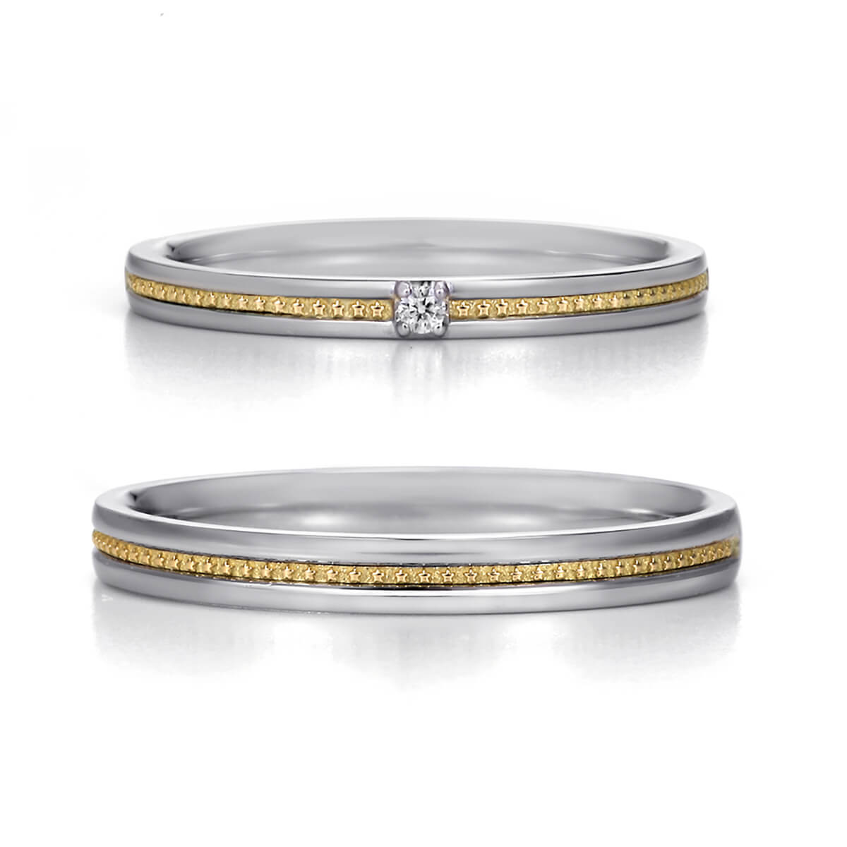 星の砂結婚指輪ジュピター/プラチナ＆ピンクゴールド/プラチナ＆イエローゴールド